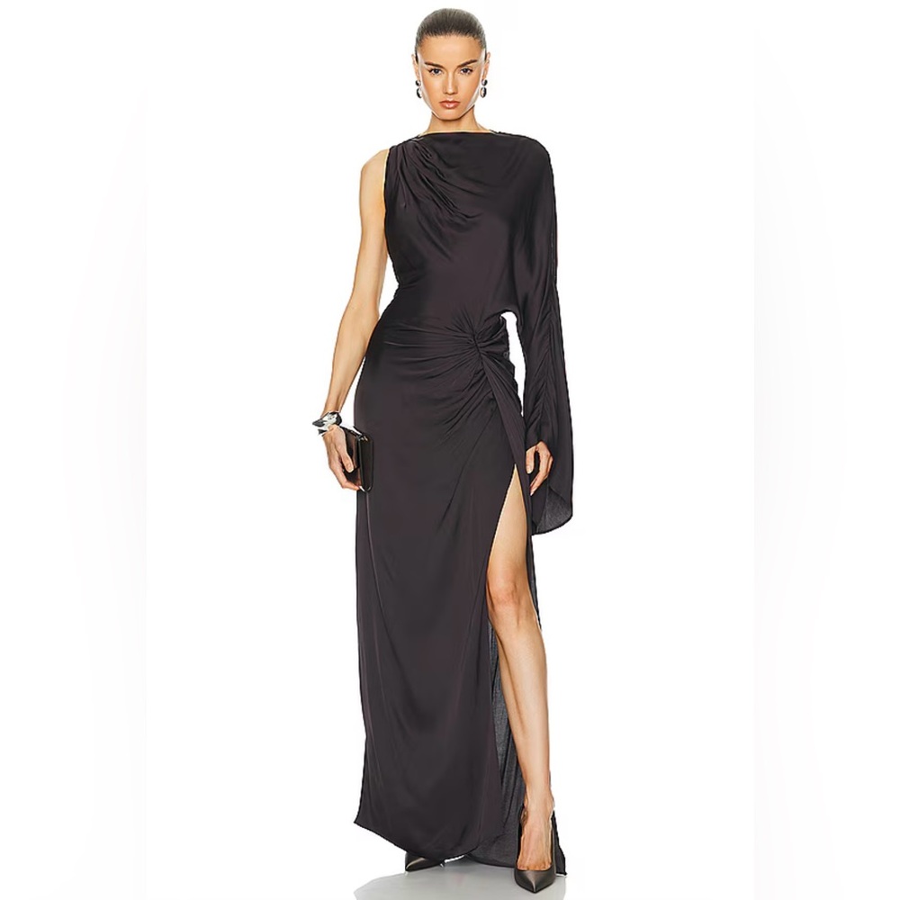 Marianna Cassia Gown in Dark Brown by L’Academie
Size Medium